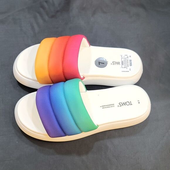 BRAND NEW TOMS ALPHARETTA MALLOW SLIDE WOMEN'S RAINBOW SHOES CASUAL SAN… - Picture 4 of 16